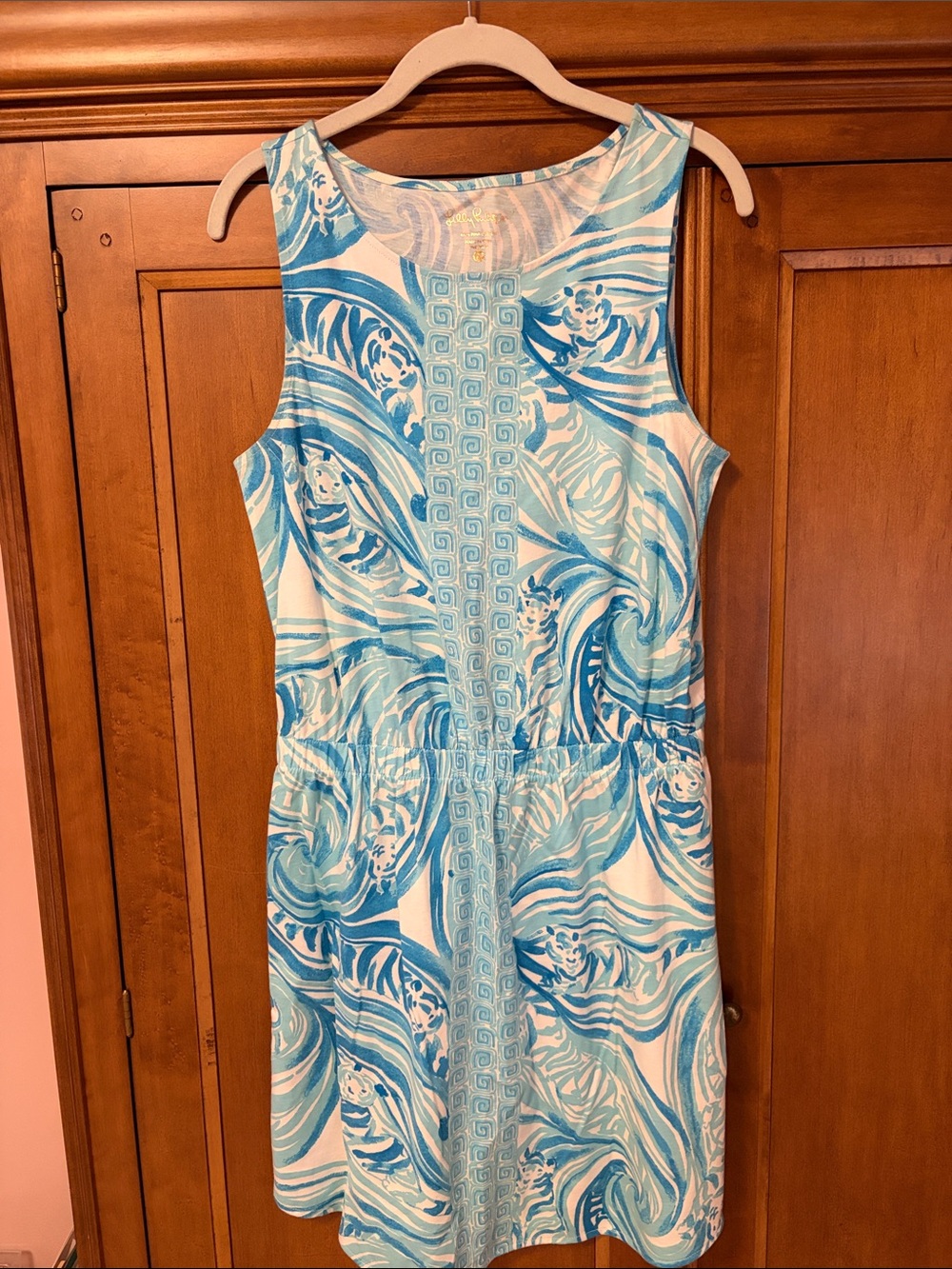 Lilly Pulitzer Blue & White Swirl Sleeveless Mini Dress. Very good condition